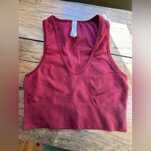 Athleta Aurora Crop Rib Tank Camisole Burgundy Size Medium EXC